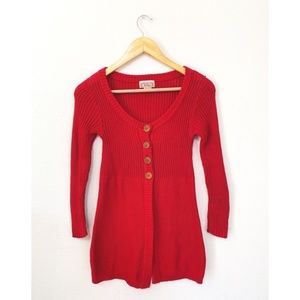 Beautees Vintage 90’s Knit Red Cotton Cardigan XL